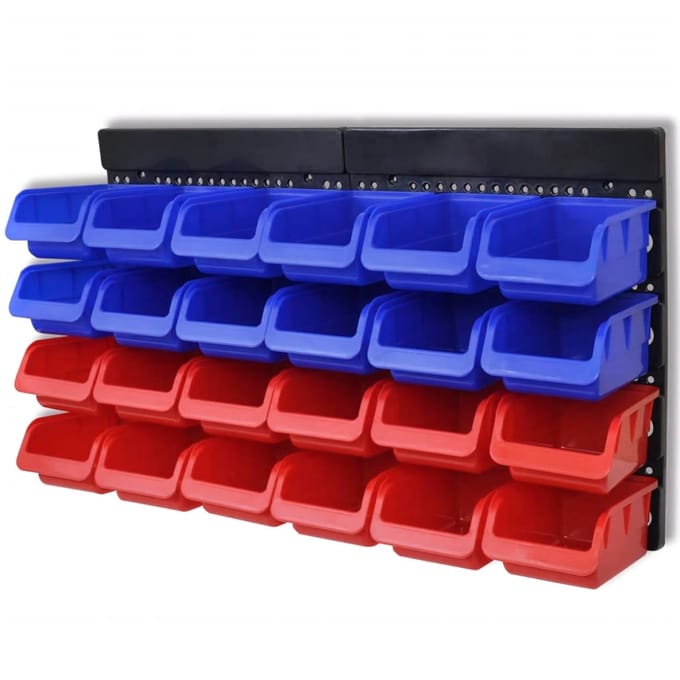 vidaXL - Gereedschapsordeners - wandgemonteerd - blauw - en - rood - 2 - st