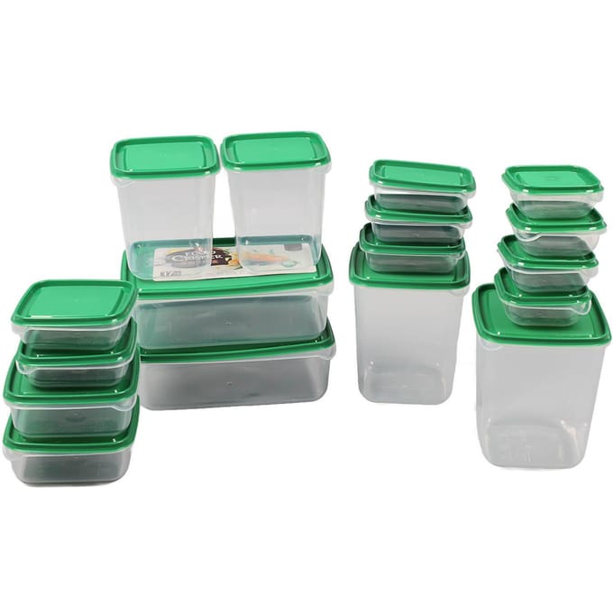 17PCS Boîte Alimentaire Verte Bacs de Réfrigérateur Plastique de Qualité Alimentaire Anti-Fuite Taille Variée avec Couvercle pour white