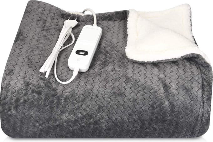 MKSS® Elektrische Deken 2 Persoons - Warmtedeken Elektrisch - Extra Zacht - Grijs