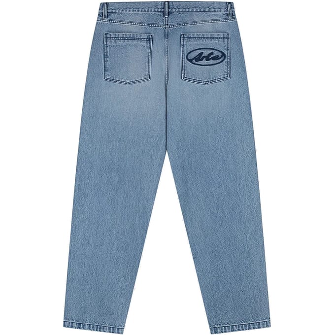 Jeans Man Cirkellogo zak Broek Denim Bleach