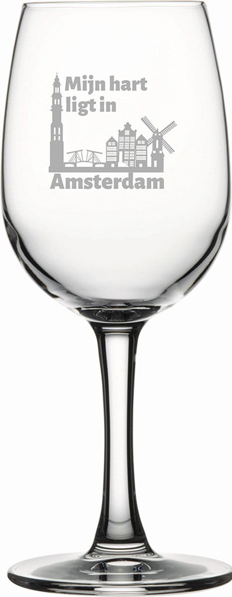 Gegraveerde witte wijnglas 26cl Amsterdam