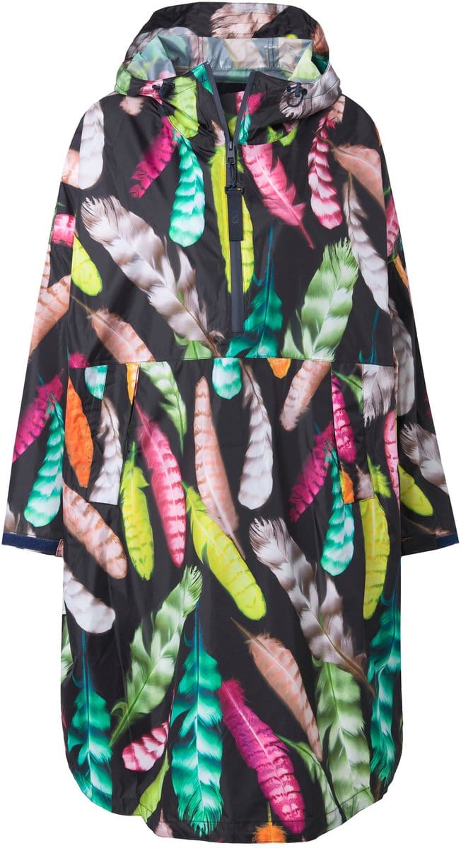 Laurasøn - Dames - Functionele regencape unisex print capuchon - Zwart - Maat 1