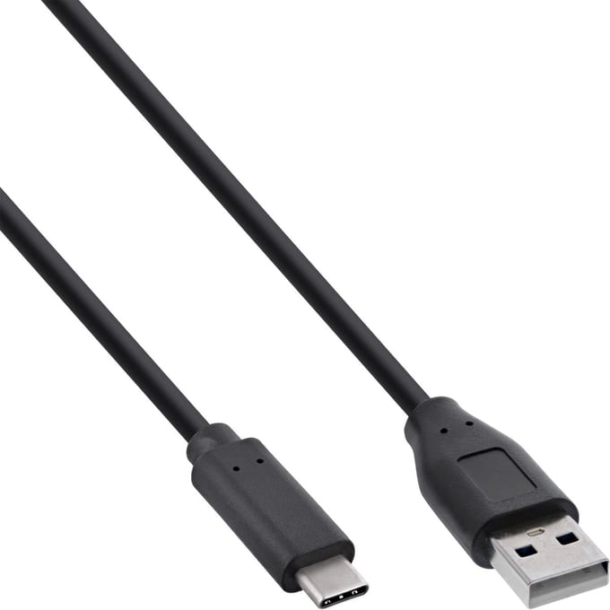 InLine® USB 2.0-kabel, USB-C-stekker naar A-stekker, zwart, 0,3 m