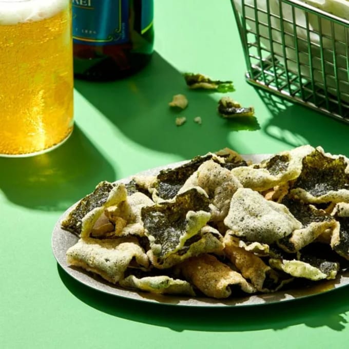bibigo Originele Zeewiersnack Extra Krokante Geroosterde Rijstpapier Chip 40g x 6 Pak green
