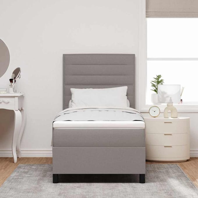 vidaXL - Boxspring - bed - met - hoofdeinde - Taupe - 100 - x - 200 - cm - Stof