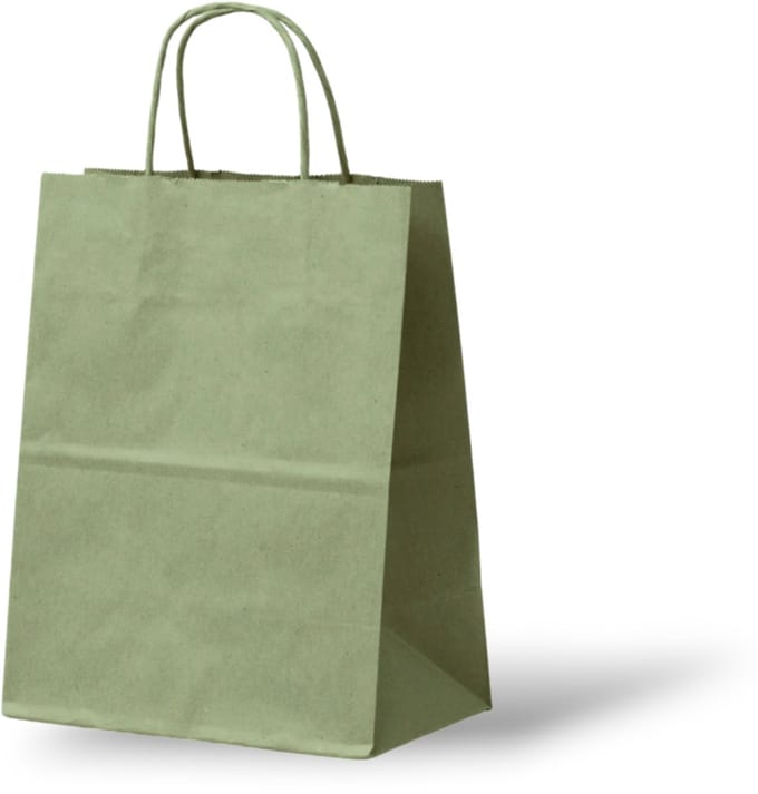 Papieren Tasjes Kraft - Olijfgroen - Medium - 24x12x31 cm - 50 Stuks