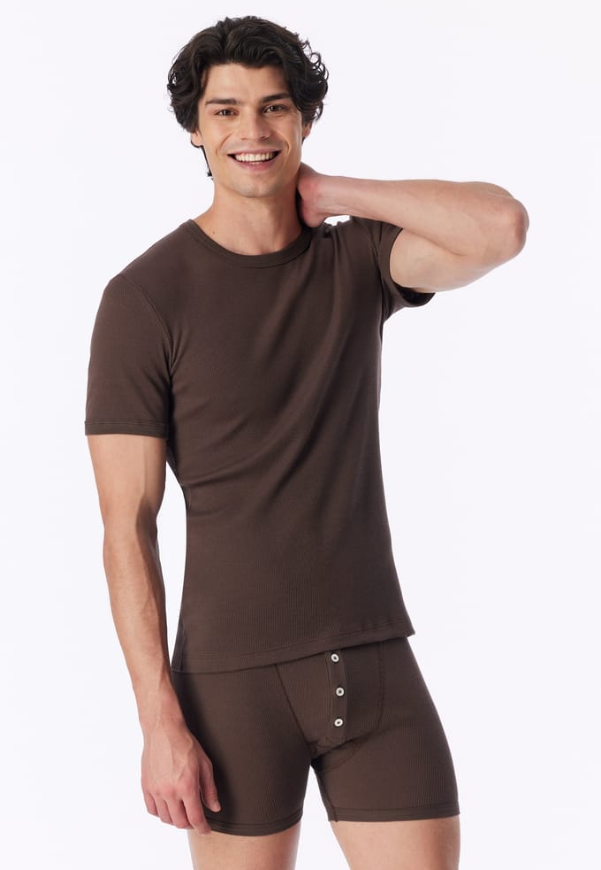 Shirt met korte mouw, donkerbruin - Revival Friedrich 4