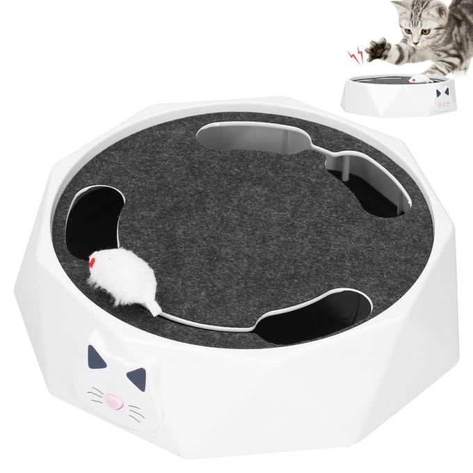 Interactief Kattenspeelgoed Teaser Kat Elektrisch Vangen Muis Muizen Draaitafel Kat Interactief Speelgoed gray