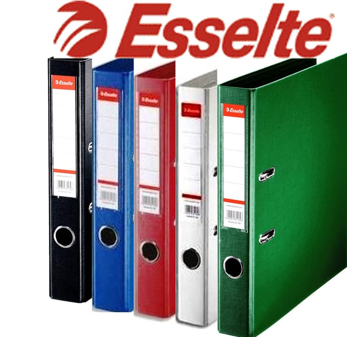 5 x ordner Esselte Basic kunststof - rug 50 mm - assorti