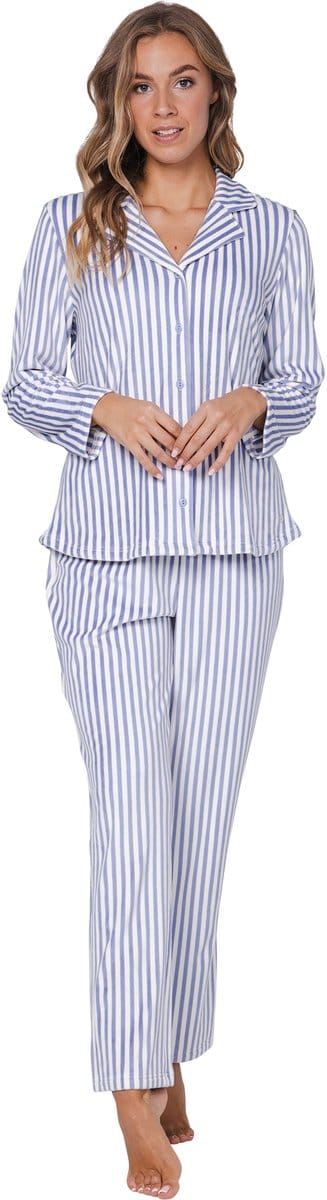 Pastunette - Blue Fog - Pyjama - Fanel/Fleece - Doorknoop - Maat 38