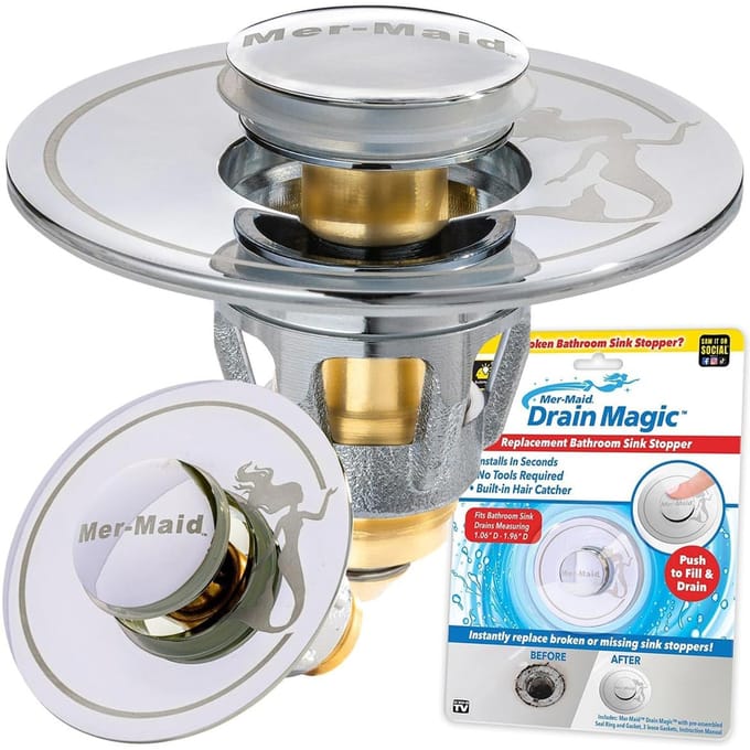 Mer-Maid Drain Magic Afvoerstopper - Chroom/Messing