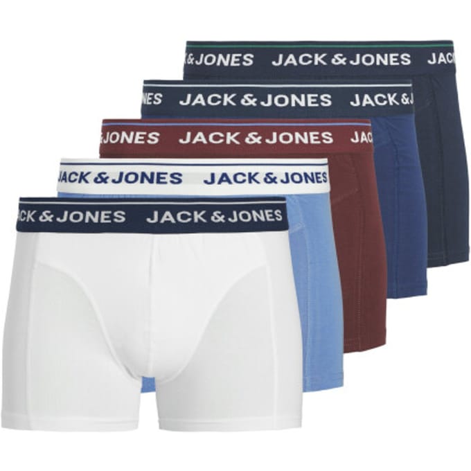 Jack & Jones Heren boxershorts trunks jacbranco 5-pack effen blauw/rood/wit