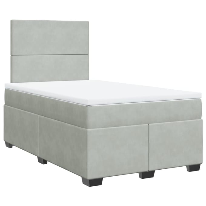 vidaXL - Boxspring - met - matras - fluweel - lichtgrijs - 120x190 - cm