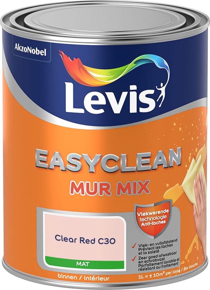 Levis - Easyclean Mur Mat Mix - Clear Red C30 - Mengverf - 1 L