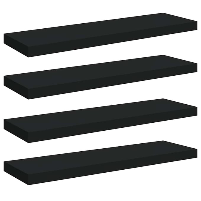 vidaXL - Wandschappen - zwevend - 4 - st - 80x23,5x3,8 - cm - MDF - zwart