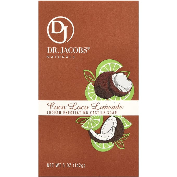 Dr. Jacobs Naturals, Loofah Exfoliating Castile Soap, Coco Loco Limeade, 5 oz (142 g) brown