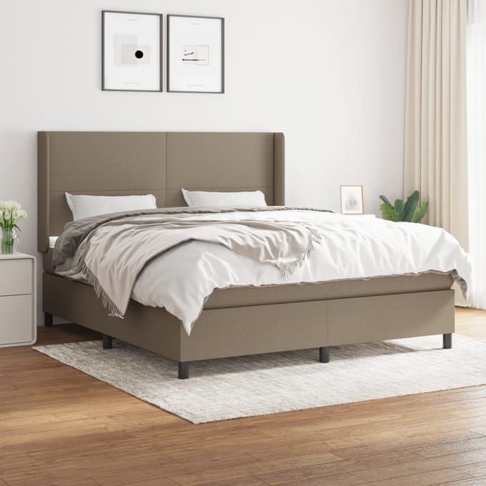 vidaXL - Boxspring - met - matras - stof - taupe - 160x200 - cm
