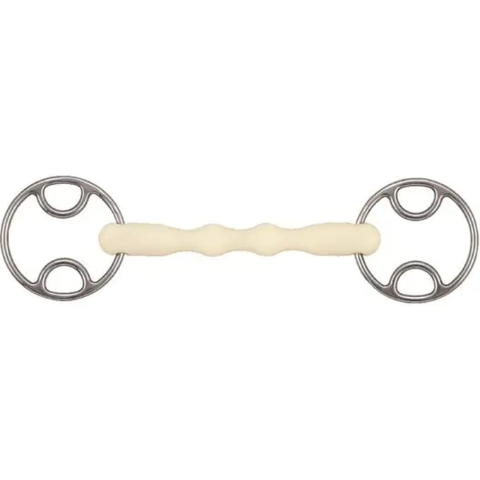 2-rings paardenbit met rechte ring Soyo Happy mouth "mullen"