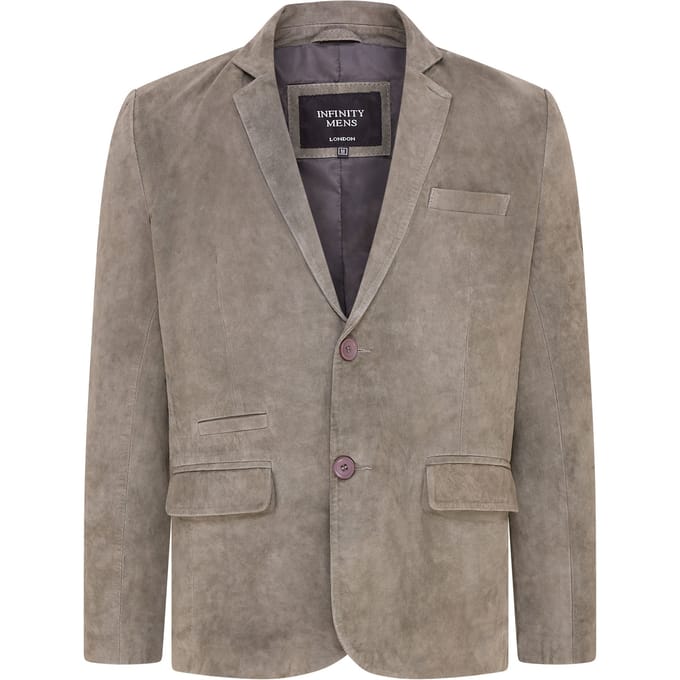 Heren Grijs Slim Geitensuède Italiaanse Blazer Jas-Somero
