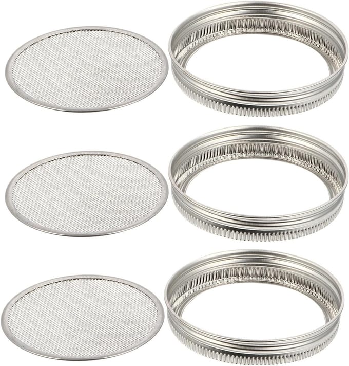 Germination Glasdeksel Set van 3 - RVS Zeef voor Thuis Kiemen en Kiempotten 86mm