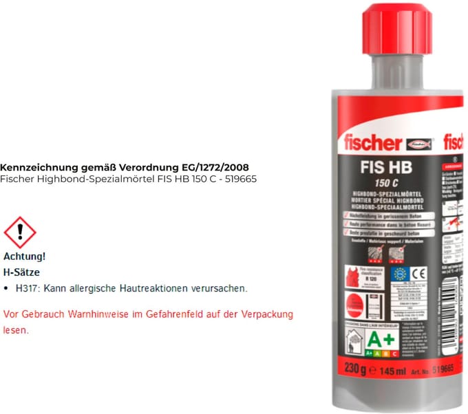 Fischer Highbond-Spezialmörtel FIS HB 150 C - 519665