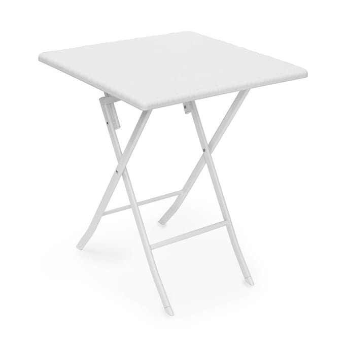 Tuintafel- 74 x 61,5 x 61,5 cm - inklapbaar - kunststof - metaal - vierkant - wit