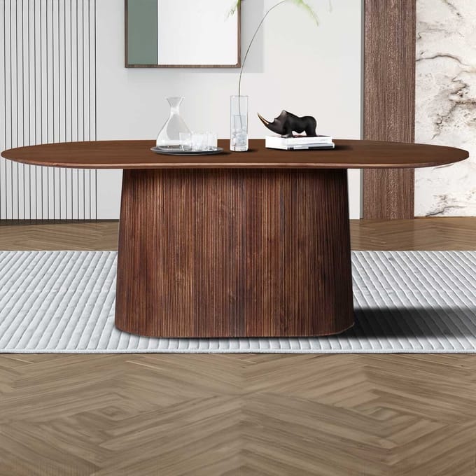 Tafel 'Miguel' 200 cm Ovaal Mango Hout Lichtbruin