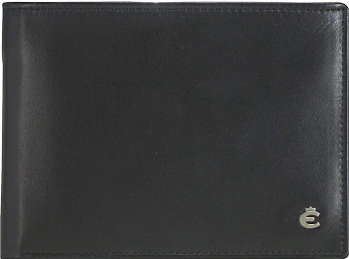 Esquire Leren Portemonnee Harry RFID Wallet Quer with Flap Black Zwart