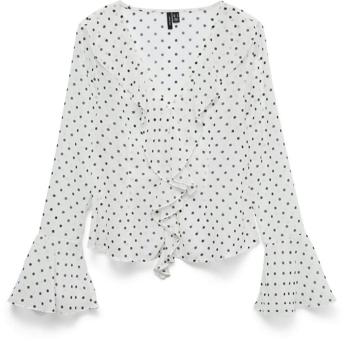 VERO MODA - VMWILLOW LS FRILL TOP WVN LCS - Dames - Blouses