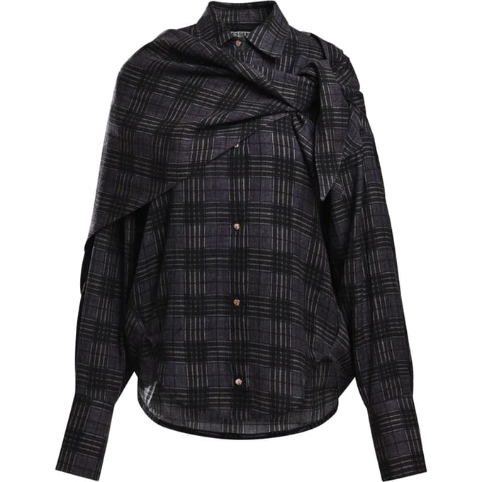 Essentiel Antwerp Oversized Shirt W/scarf Blouses Groen Kiss