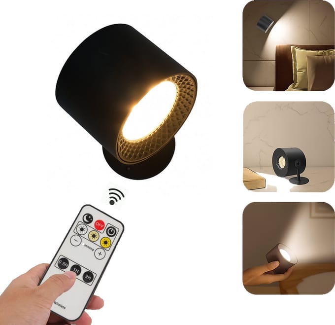Lueas®- Draadloze Wandlamp - Afstandsbediening - Oplaadbaar USB-C - Warm & Wit Licht