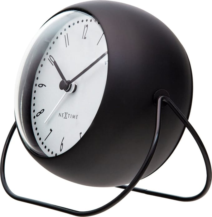 NeXtime Bubble Alarm Clock – Tafelwekker – 14 × 12 × 8 cm – Metaal – Zwart – Stil