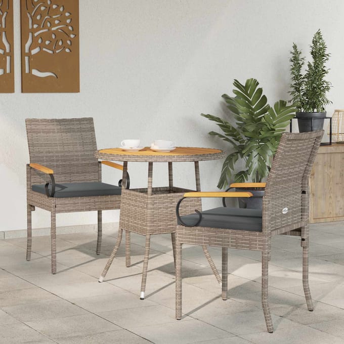 vidaXL - Tuinstoelen - 2 - st - Grijs - en - Donkergrijs - Poly - Rattan - en - Acacia