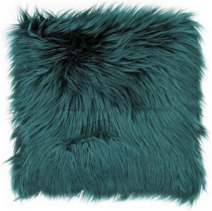 Lavandoux - Bont Kussen - Imitatiebont Sierkussen - 60 x 60 cm - Teal Groen