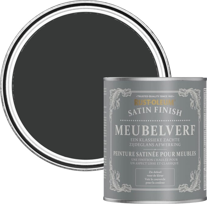 Rust-Oleum Zwart Meubelverf Zijdeglans - Natuurlijke Houtskool 750ml