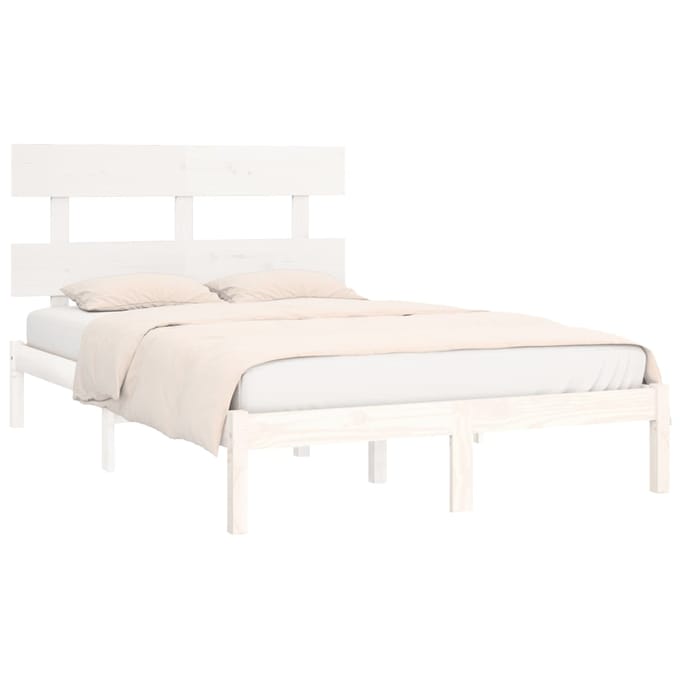 vidaXL - Bedframe - massief - hout - wit - 180x200 - cm