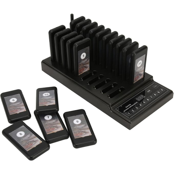 Téléavertisseurs de restaurant, système de téléavertisseur pour camion de restauration, 20 bips de commande pour restaurant, église EU Plug black