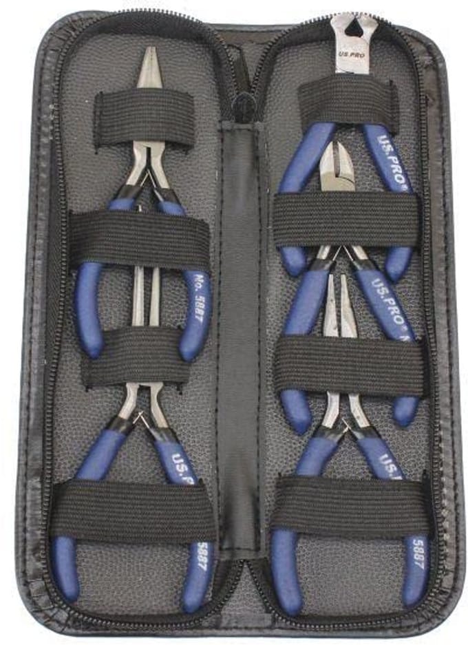 5-delige Mini Soft Grip Tang en Cutter Set met Rits Case