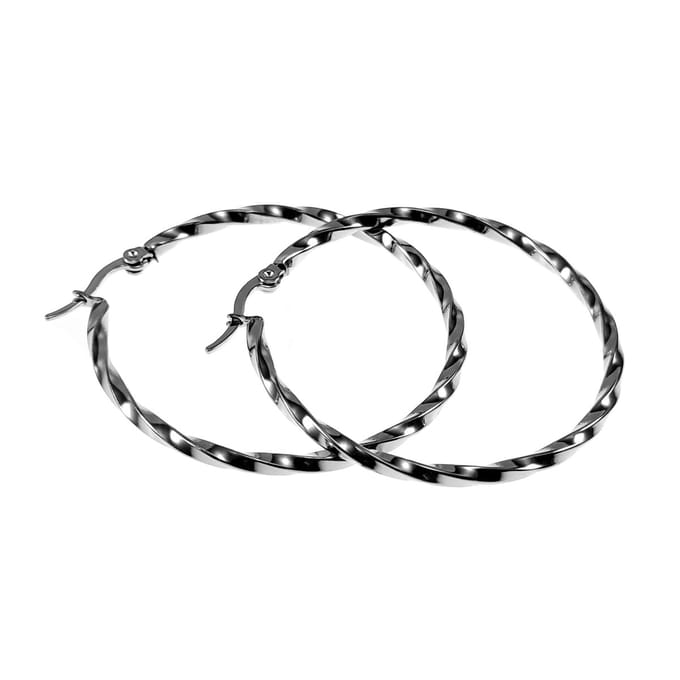 ∅45mm Gedraaide Oorringen Dames - Stalen Zilverkleur - Oorbellen