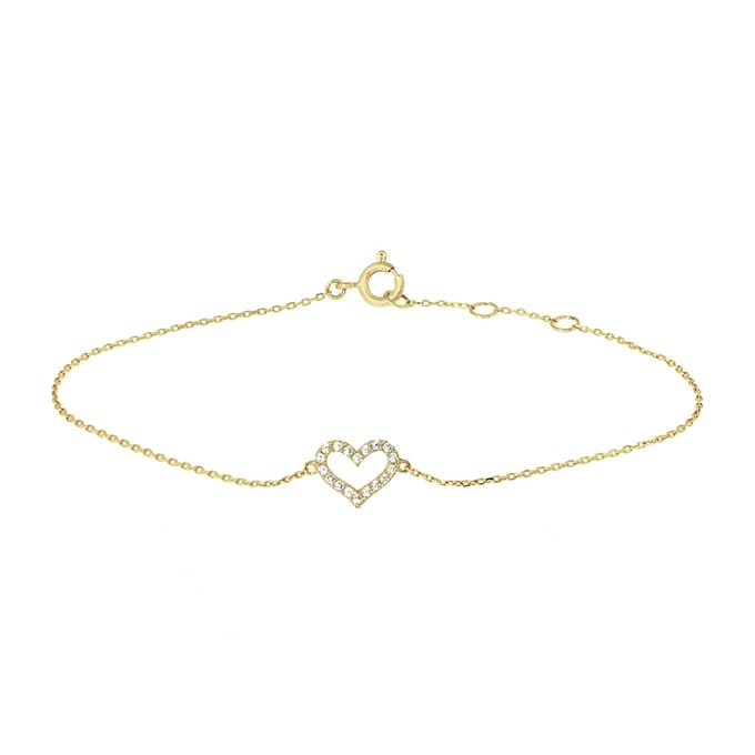 Marie Celeste armband hart zirkonia 16,5 - 18,5 cm - Goud