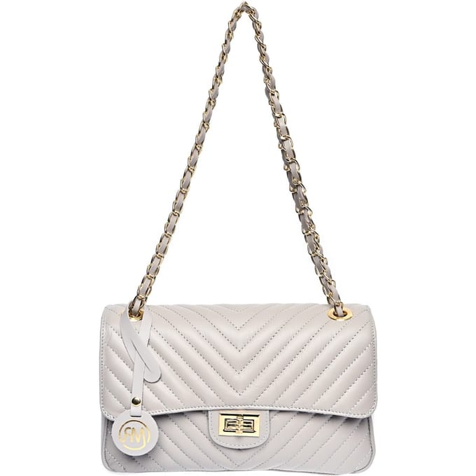 Roberta M Grijs Rundleer Tas
