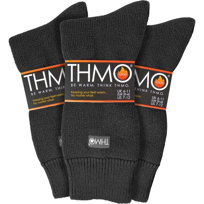 THMO - Set van 3 wintersokken voor heren met comfortbovenkant - Houtskool