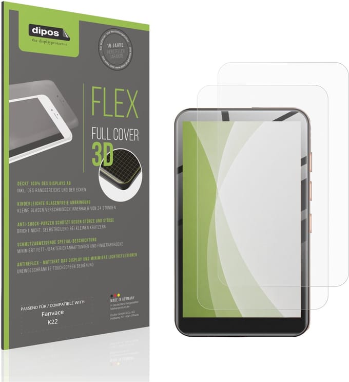 dipos FLEX – 2x Matte Screenprotector geschikt voor Fanvace K22 | Volledige Schermbescherming | Case-Friendly