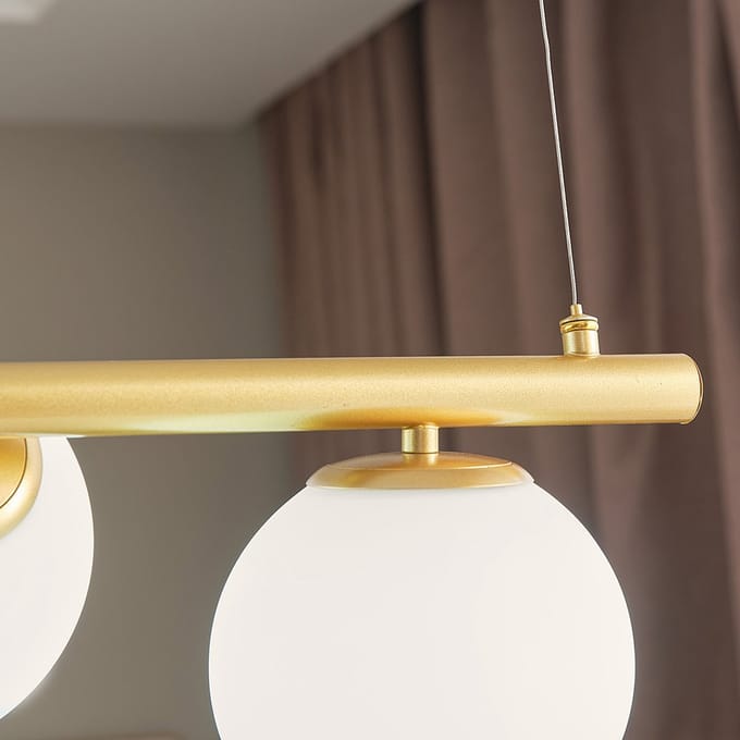 LumenXL Design hanglamp Atto goud - melkwit glas, 7-lichts