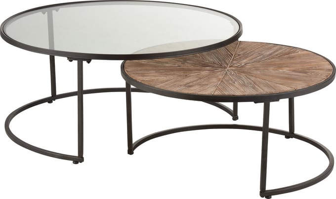 J-Line salontafel Rond - metaal - zwart - 2 stuks