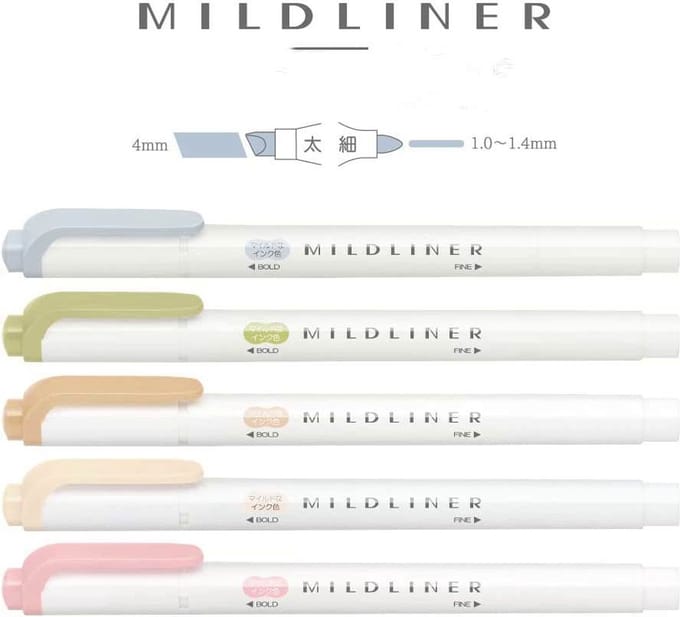 Zebra Mildliner Double Sided Highlighter - New Natural Colors + EXTRA een Zebra Two Sided Brushpen