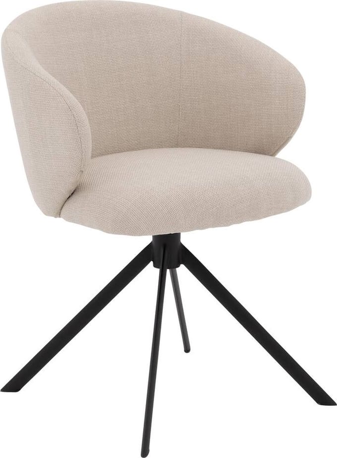Goossens Eetkamerstoel Noomi - Met Armleuning - Stof - Beige