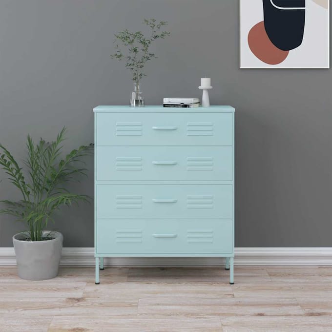 vidaXL - Ladekast - 80x35x101,5 - cm - staal - mintkleurig