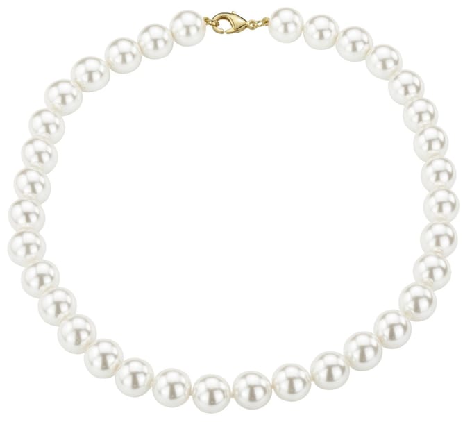 Traveller Parelcollier - Parelketting dames - Wit - 12 mm - 45 cm - Goudkleurig - 741245