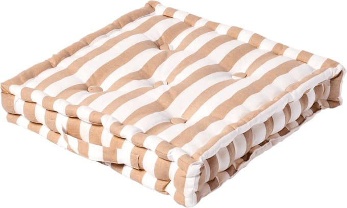 Homescapes zitkussen brede strepen beige 50 x 50 x 10 cm